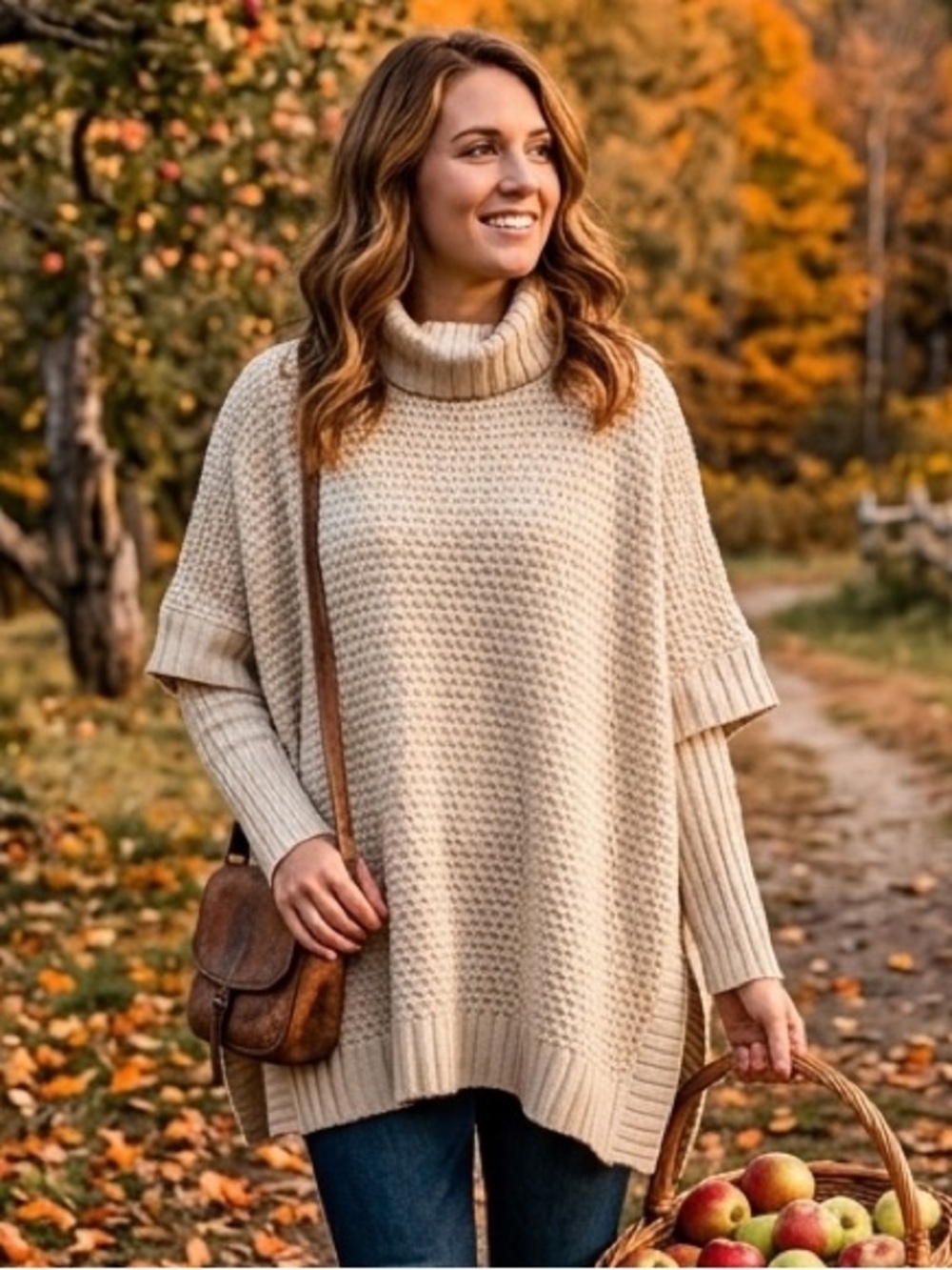 Forever21 Turtleneck Knit Poncho Sweater